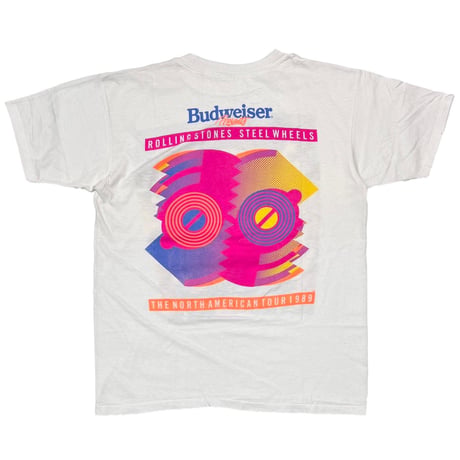 THE ROLLING STONES 1989 BUDWEISER STEEL WHEELS WHITE XL 1550