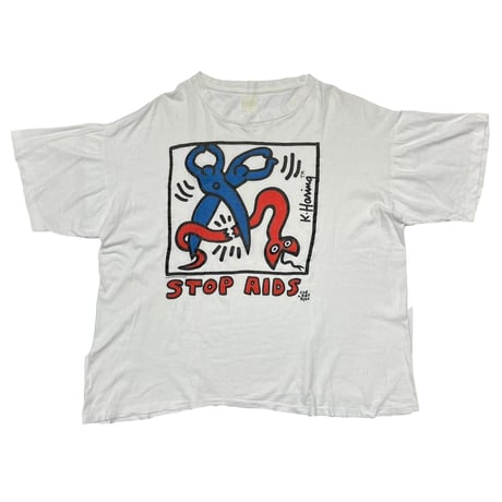 KEITH HARING 1990 STOP AIDS WHITE FITS XL 9060