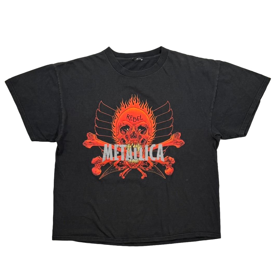 90s LLICA スカルデザイン ロンT Rebel Pushead Vintage 90s METALLICA Pushead Rebel skull/yin yang double