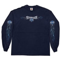 HARLEY DAVIDSON 2000 STUGIS BLUE ARM FLAMING SOUTH DAKOTA LS NAVY HANES XL 8734