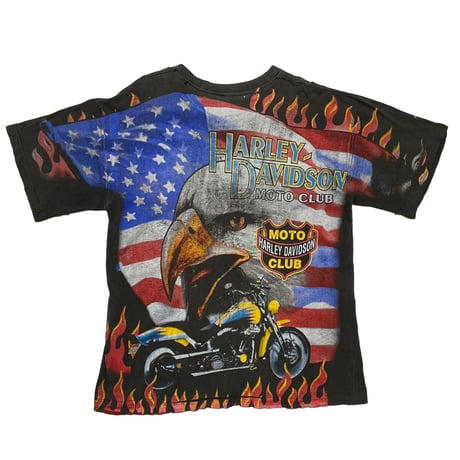 HARLEY DAVIDSON EAGLE AMERICAN FLAG ALL OVER PRINT FIT LIKE LARGE 1178