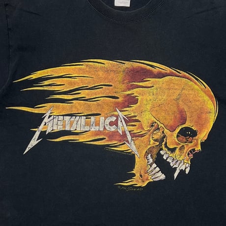 METALLICA PUSHEAD SIDE FLAME SKULL Y2K GILDAN LARGE 0635