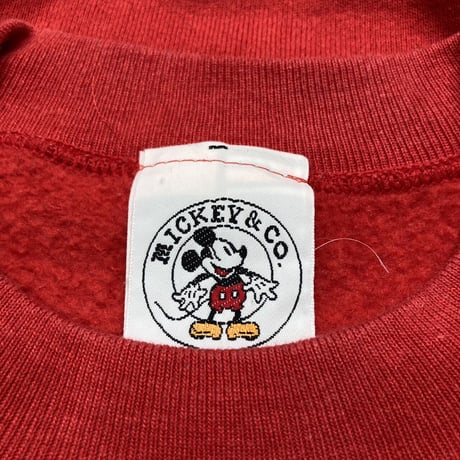 DISNEY VINTAGE LINK PRINT CLASSIC MICKEY CREWNECK SWEAT SHIRT RED LARGE 1367