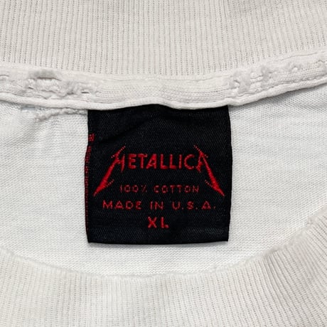 METALLICA 1988 AND JUSTICE FOR ALL WHITE METALLICA TAG XL 6509