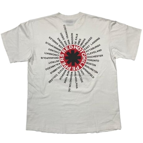 RED HOT CHILI PEPPERS BLOOD SUGAR SEX MAGIK TOUR LOGO & PHOTO WHITE GIANT BY TEE JAYS XL 0523