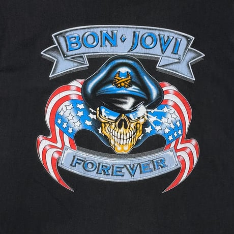 BON JOVI	 FOREVER AMERICAN FLAG SKULL BLACK FITS XL 8617