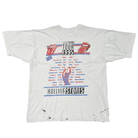 THE ROLLING STONES VOODOO LOUNGE TOUR 1995 FRONT SMALL SPIKE TONGUE WHITE FITS XL 5226