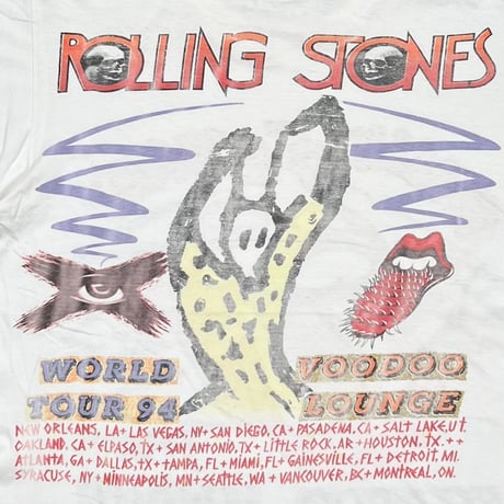 THE ROLLING STONES VOODOO LOUNGE 1994 BACK SPIKE TONGUE BOOTLEG WHITE FITS XL 1706