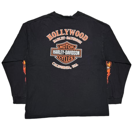 HARLEY DAVIDSON 2002 FLAME SKULL SLEEVES HOLLYWOOD CALIFORNIA USA LS XL 7919