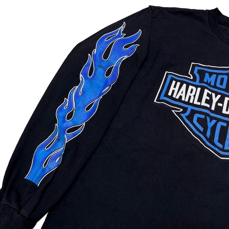 HARLEY DAVIDSON ISLAND RIDERS EAGLE BLUE FIRE FLAME LS LARGE 5111