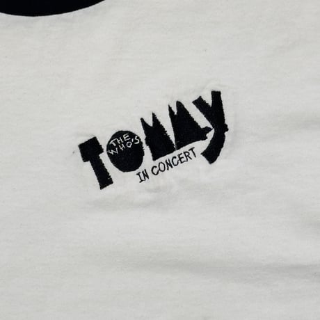 THE WHO TOMMY IN CONCERT EMBROIDERY LOGO RINGER TEE WHITE/BLACK anvil LARGE 4038