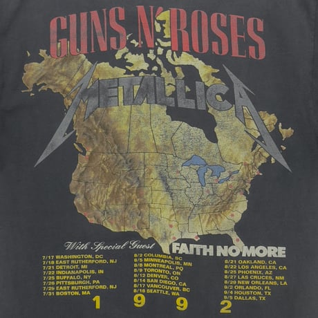 METALLICA x GUNS N' ROSES x FAITH NO MORE TOUR 1992 FITS MEDIUM 7635