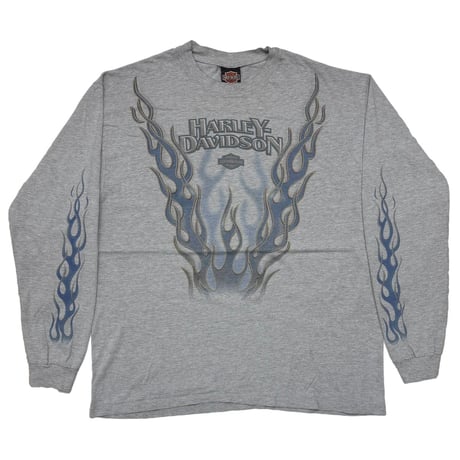 HARLEY DAVIDSON FRONT V FLAME SALTLAKESITY UTAH LS ASH GREY XL 7924
