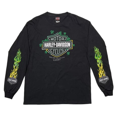 HARLEY DAVIDSON ST PATRICK'S DAY CLOVER GREEN FLAME LS LARGE 7684