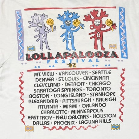 LOLLAPALOOZA FESTIVAL 92' RED HOT CHILI PEPPERS SOUNDGARDEN MINISTRY WHITE LARGE 4527