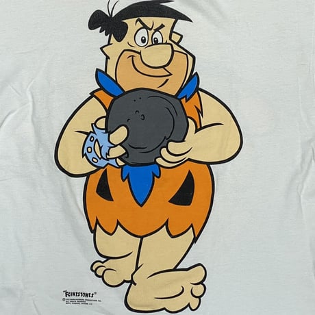 THE FLINTSTONES Fred BOWLING DOUBLE SIDE TEE 1993 WHITE TULTEX XL 6093