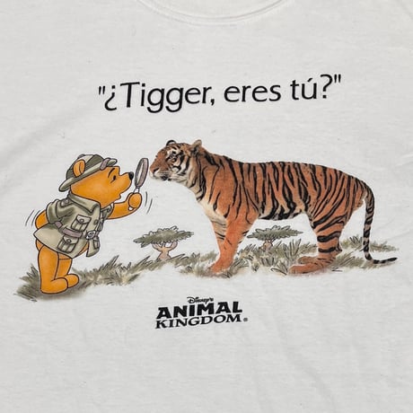 DISNEY VINTAGE POOH ANIMAL KINGDOM Tigger, eres tu ? WHITE LARGE 8812