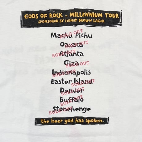 GODS OF ROCK TOUR SPONSORED BY HONEY BROWN LAGER WHITE DELTA XL 1618