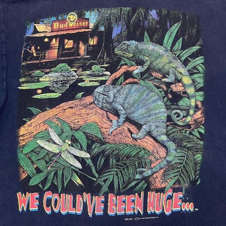 Budweiser 1997 DOUBLE SIDE WE CLOUD'VE BEEN HUGE ... NAVY GILDAN XL 2699