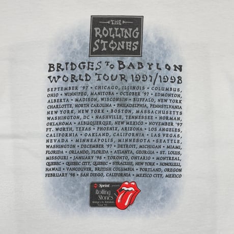 ROLLING STONES BRIDGES TO BABYLON WORLD TOUR 1997 WHITE anvil XL 39533