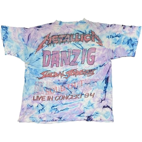 METALLICA 1994 SUMMER TOUR DAZIG SUICIDAL TENDENCIES BOOTLEG TEE TIEDYE SHORT HILLS FITS XL 8894