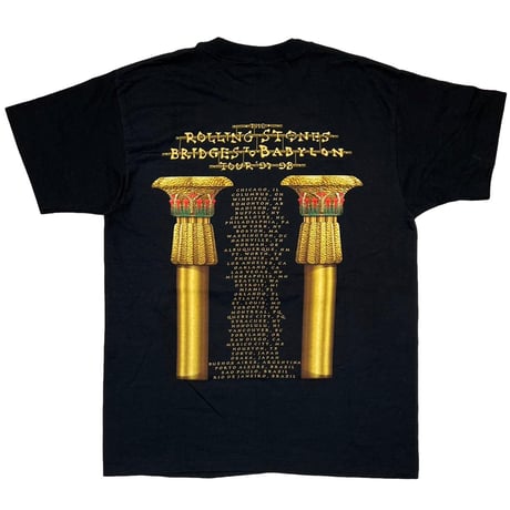ROLLING STONES 1997 GOLD LIP & TONGUE BRIDGES TO BABYLON WORLD PREMIERE anvil LARGE 4955