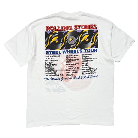 THE ROLLING STONES STEEL WHEELS TOUR 1989 WHITE TOPICAL XL 5536
