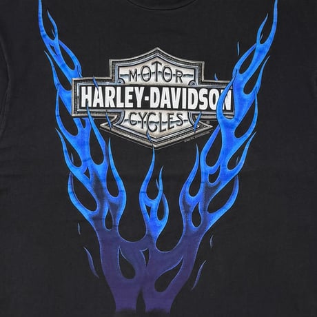 HARLEY DAVIDSON 1993 BLUE V FLAME BIG EMBLEM OKLAHOMA CITY XL 5592