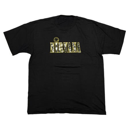 NIRVANA LOGO TEE SMILE YELLOW BLACK FITS XL 5801