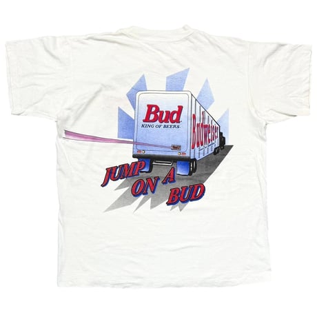 Budweiser JUMP ON BUD FROG & TRUCK WHITE SHORT HILLS TEE XL 5870