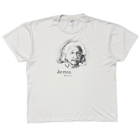 ALBERT EINSTEIN IN THE MIDDLE OF EVERY DIFFICULTY LIES OPPORTUNITY WHITE HANES XL 8255