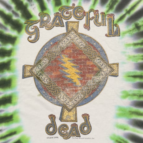GRATEFUL DEAD 1996 SKULL & CROSS TIE DYE GREEN DELTA XL 0576