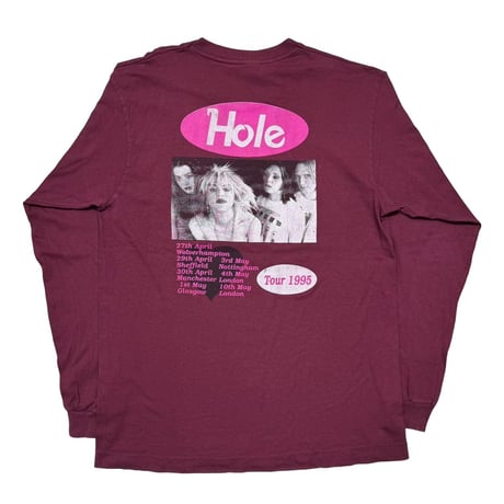 HOLE LIVE THROUGH THIS TOUR 1995 LS BORDEAUX FRUIT OF THE LOOM XL 7785
