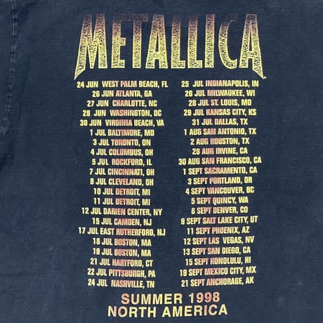 METALLICA SUMMER 1998 NORTH AMERICA TOUR TEE TULTEX LARGE 5918