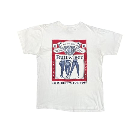 BUTTWEISER SINGLE STITCH BOOTLEG TEE WHITE LARGE 6820
