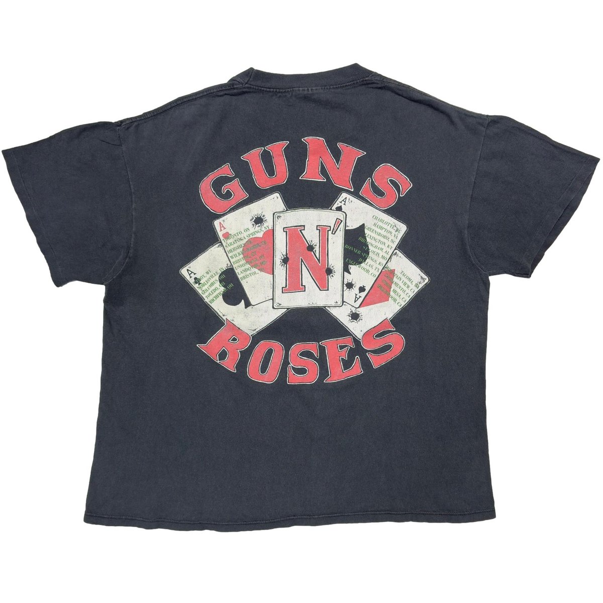 Guns N' Roses Tシャツ Brockum製 ブラック VTG Vintage 1992 DUST N' BONES Guns n' Roses shirt All over
