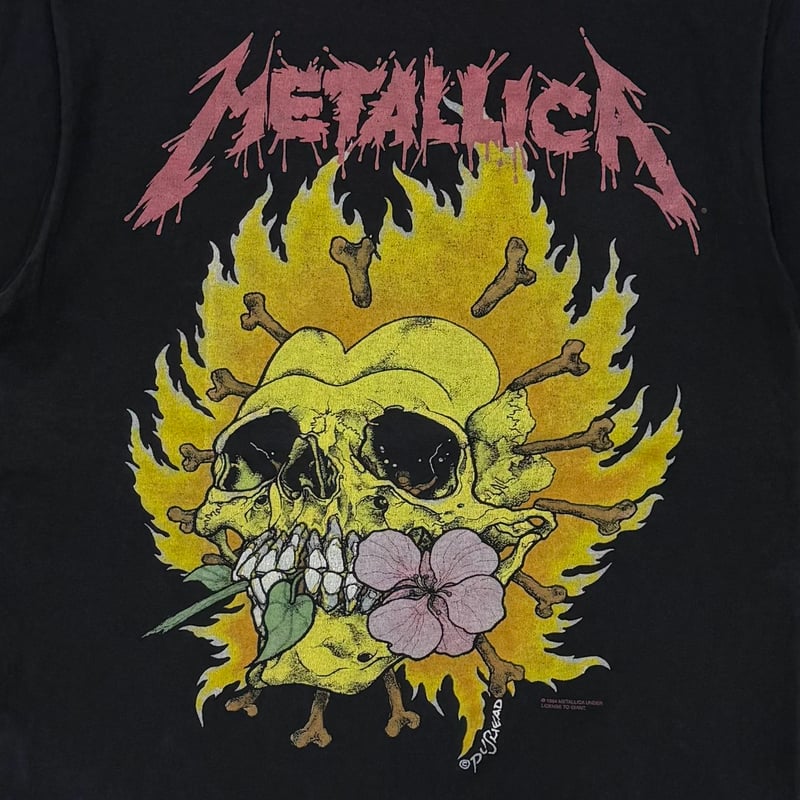 METALLICA PUSHEAD 1994 FLAMING FLOWER SKULL GIA