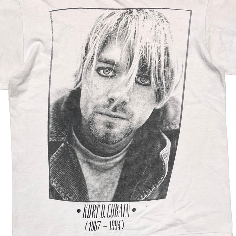 NIRVANA KURT COBAIN MEMORIAL MONOCHROME WHITE T NIRVANA KURT COBAIN MEMORIAL MONOCHROME WHITE T