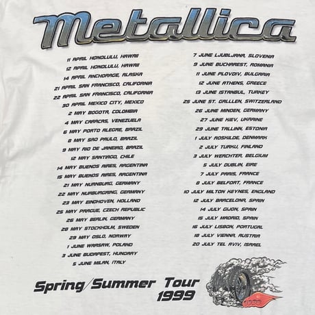 METALLICA GIMME FUEL PAN PACIFIC TOUR 1998 WHITE BG XL 2424