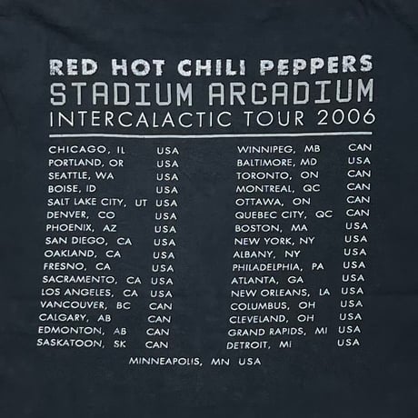 RED HOT CHILI PEPPERS 	STADIUM ARCADIUM INTERCALACTIC TOUR 2006 TULTEX LARGE 7053