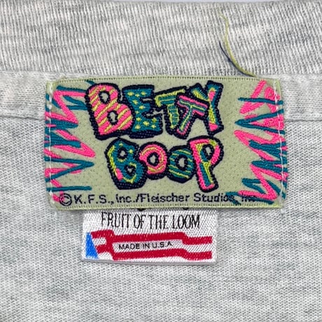 BETTY BOOP INSIDE POCKET OVP ASH GREY BETTY TAG FRUTI OF THE LOOM LARGE 2235