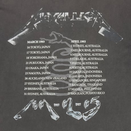 METALLICA 4 FACE 1991-92-93 TOUR ONEITA LARGE 5075