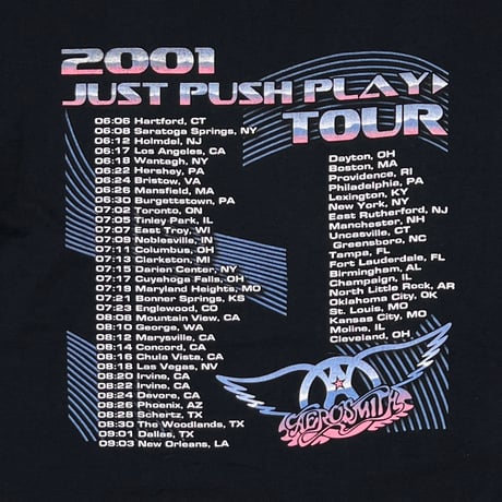 AEROSMITH 2001 JUST PUSH PLAY TOUR BOOTLEG FRUIT OF THE LOOM XL 9574