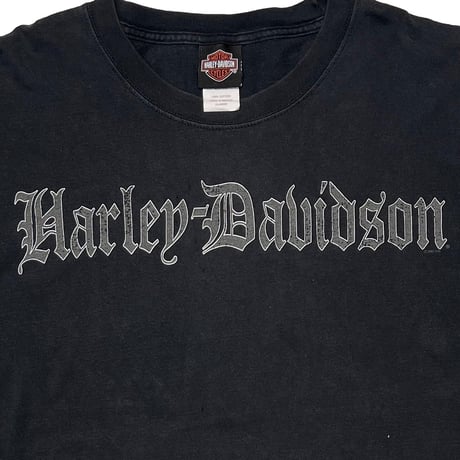 HARLEY DAVIDSON OLD ENGLISH LOGO MONOCHROME SLEEVE FLAME TEXAS LS XL 0742