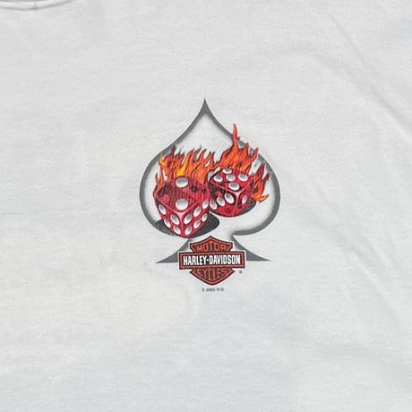 HARLEY DAVIDSON FLAMING DICE SLEEVE CARD LAS VEGAS LS WHITE XXL 3083