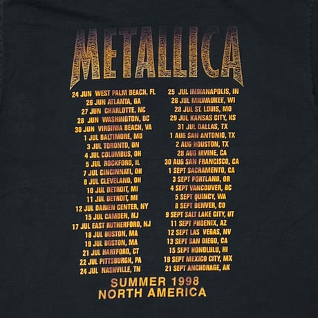 METALLICA MEMBER PORTRAIT SUMMER 1998 FRUIT OF THE LOOM XL 2260
