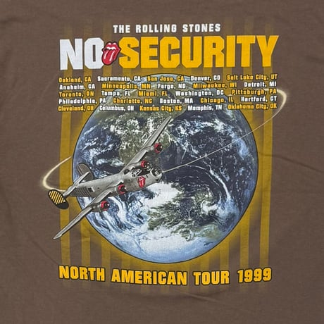 THE ROLLING STONES PADROCK TONGUE NO SECURITY TOUR BROWN GILDAN LARGE 3932
