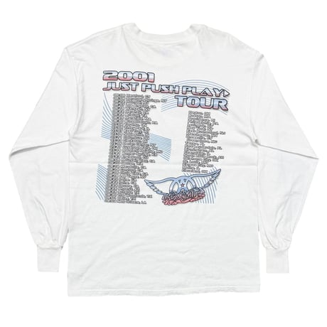 AEROSMITH SORAYAMA JUST PUSH PLAU TOUR 2001 LS WHITE GILDAN LARGE 8039