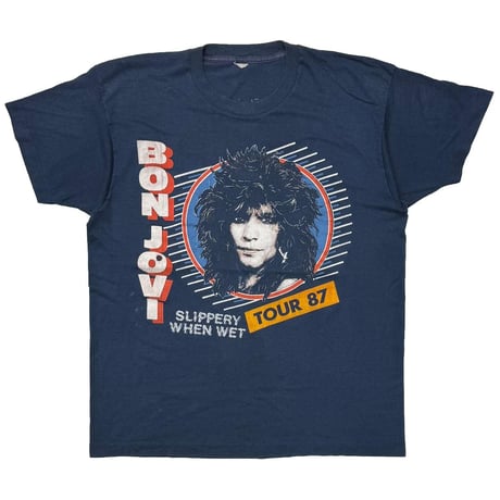 BON JOVI TOUR 87 SLIPPERY WHEN WET NAVY FITS LARGE 4187