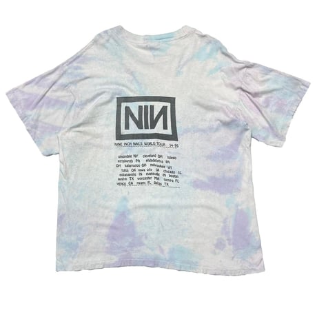 NINE INCH NAILS WORLD TOUR 94-95 BOX LOGO BOOTLEG TIEDYE SHORT HILLS TEE XL 9633